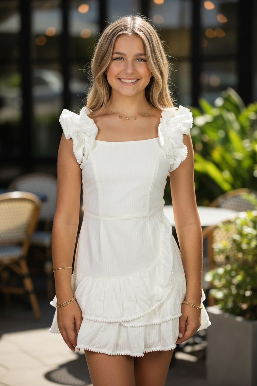 white moving on ceremony dress for tween girls