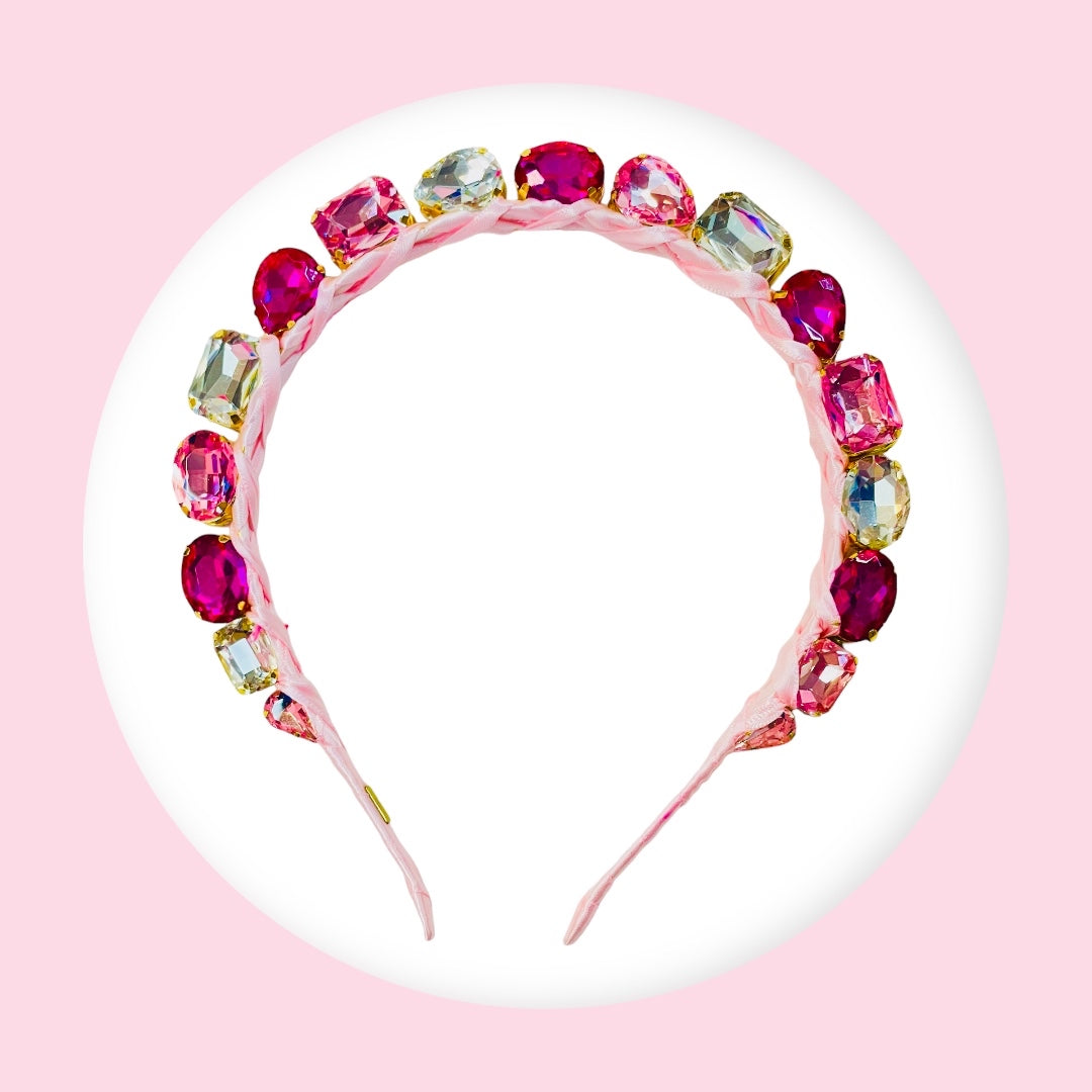 Bari Lynn Standing Jewel Headband- Pinks
