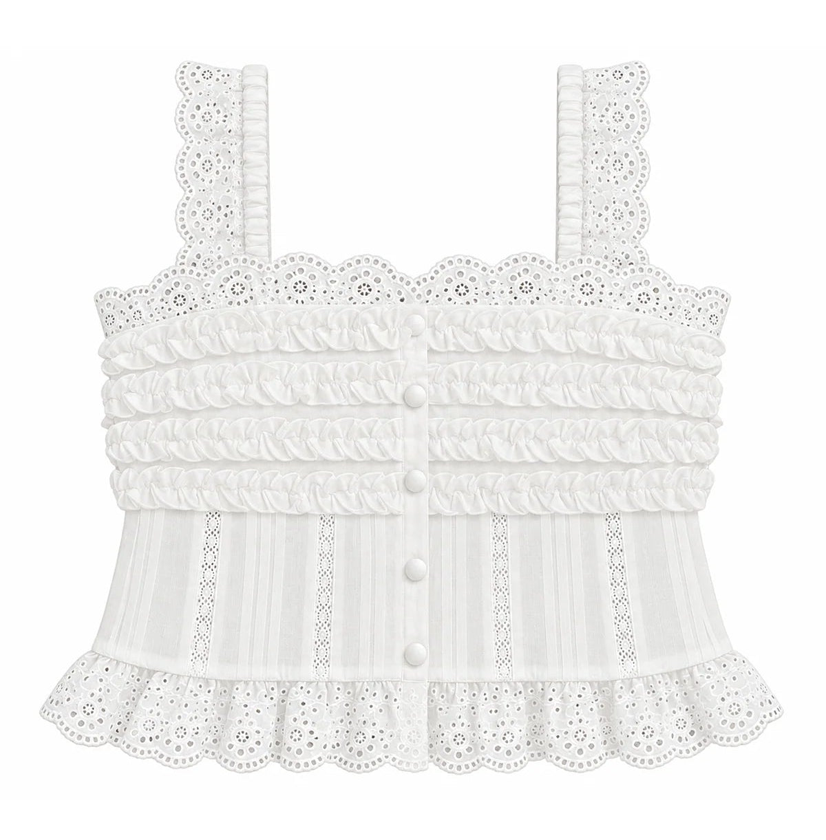 Camellia white eyelet sleeveless top product image