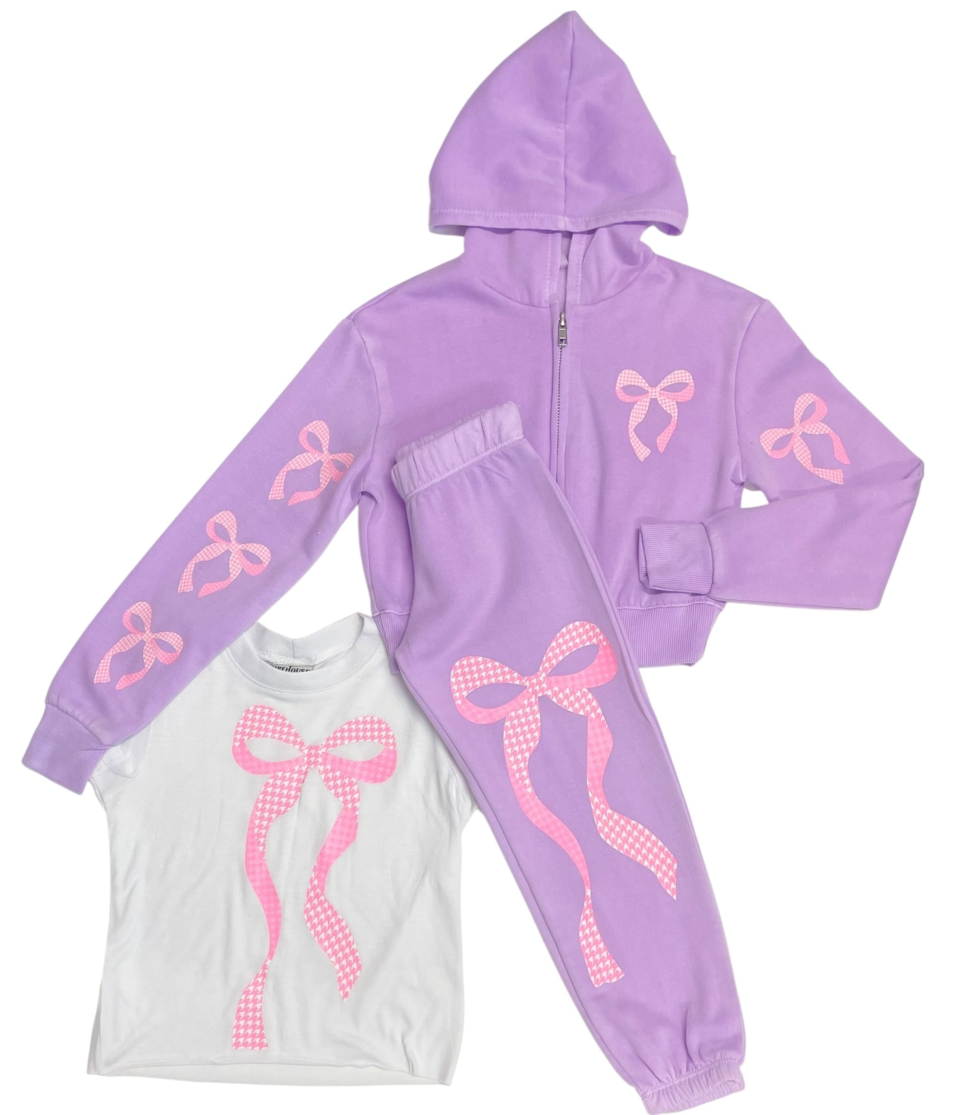 Firehouse NY Girls White + Pink Coquette Short Sleeve Bow Tee-Size 5