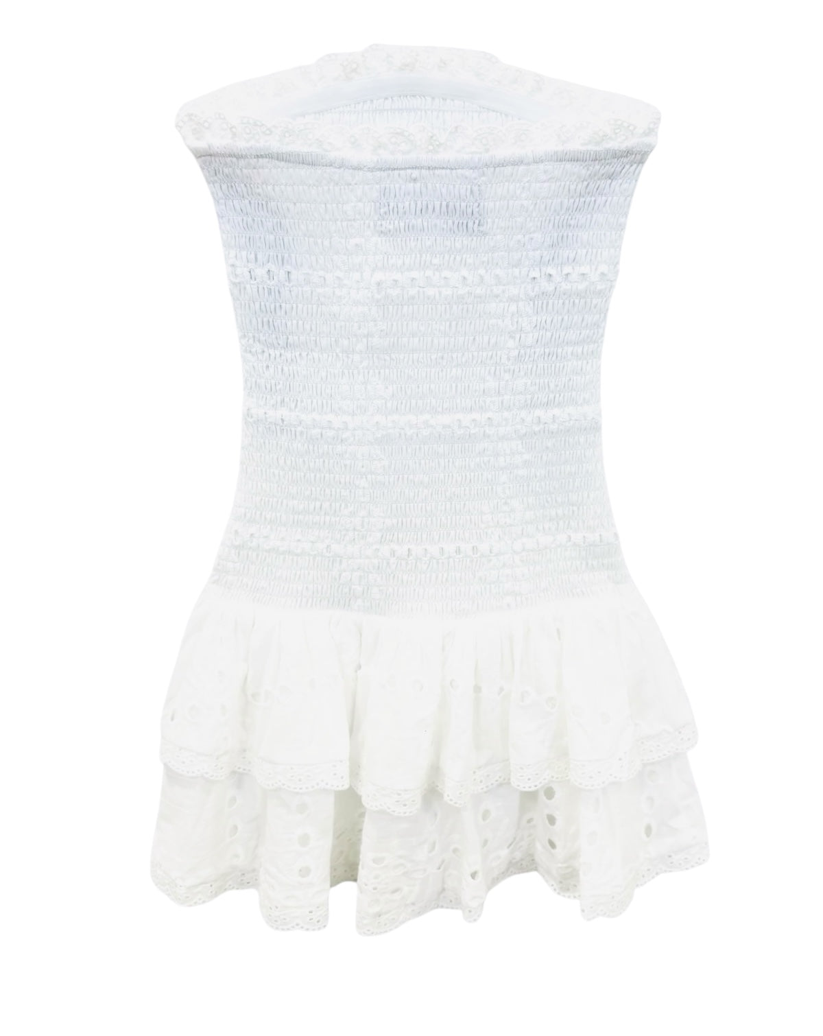 KatieJ NYC Melina Drop Waist Ruffle Dress - White Eyelet