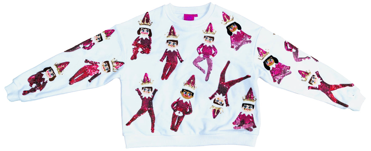 Queen Of Sparkles Kids Elf On A Shelf Sweatshirt