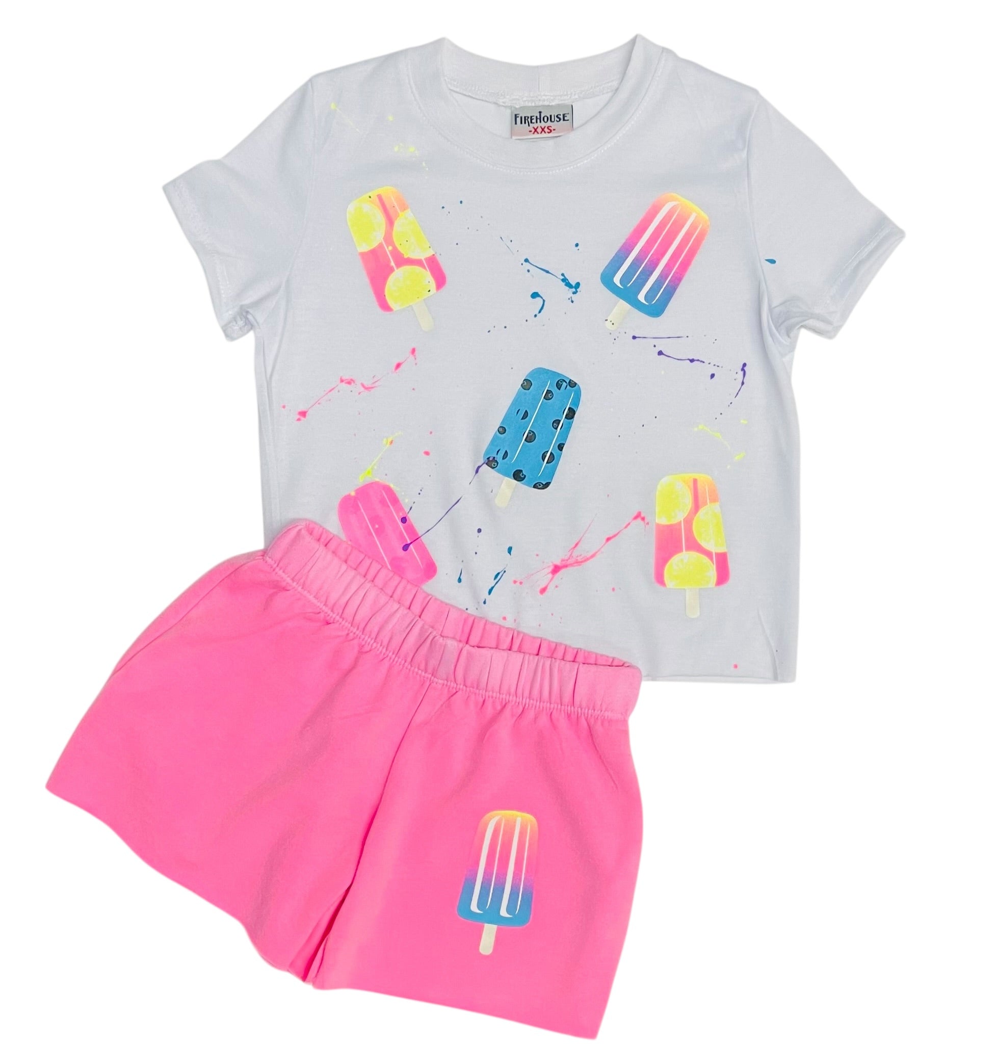 Firehouse Girls Ice Pop Toss Tee - White Splatter