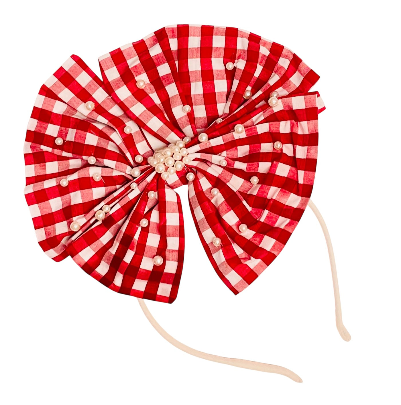 Ooh! La, La! Couture Bow Headband-Cherry Gingham