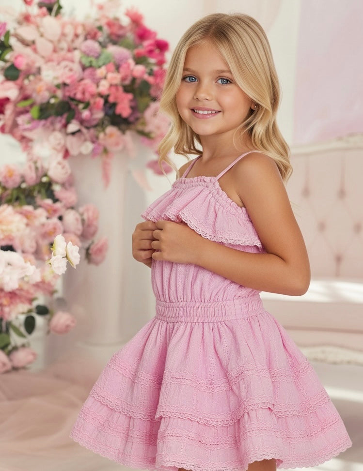 Flowers By Zoe Tween Pink Ruffle Dress