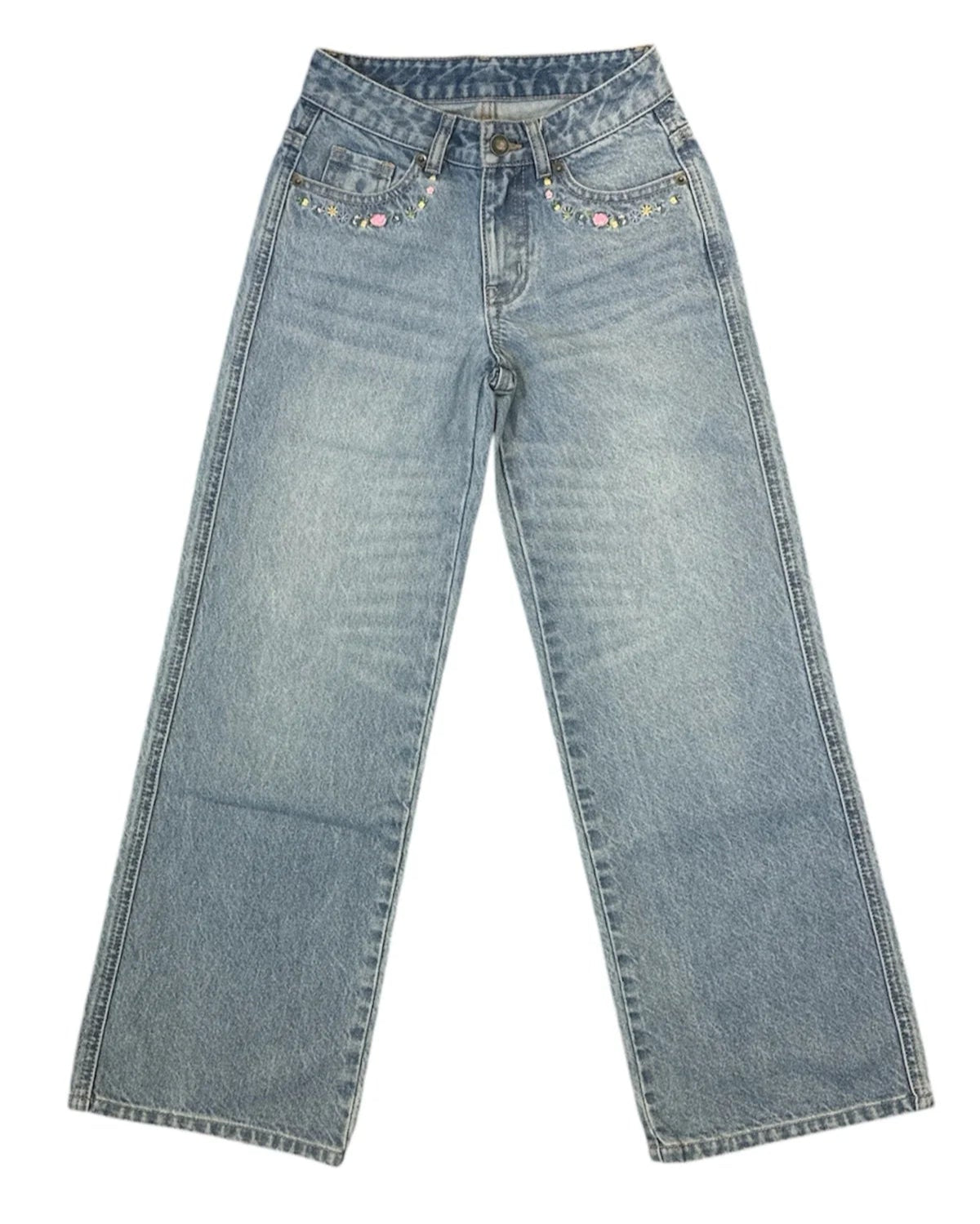 KatieJ NYC Tween Chicago Low Rise Jeans- Embroidered Bow & Floral