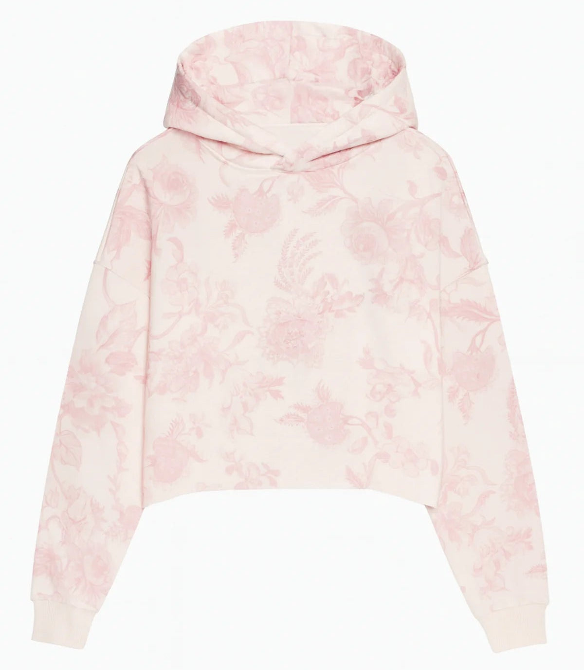 KatieJ NYC Tween Cody Crop Hoodie - Pink Toile