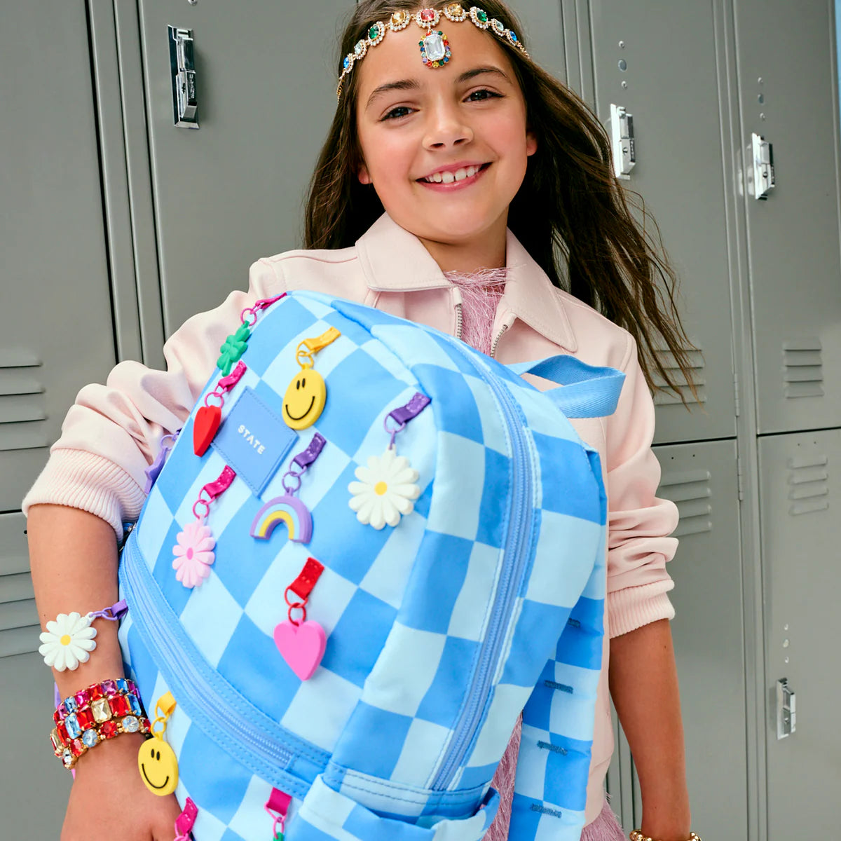 STATE Bags Kane Double Pocket 16" Backpack - Charms Blue Check