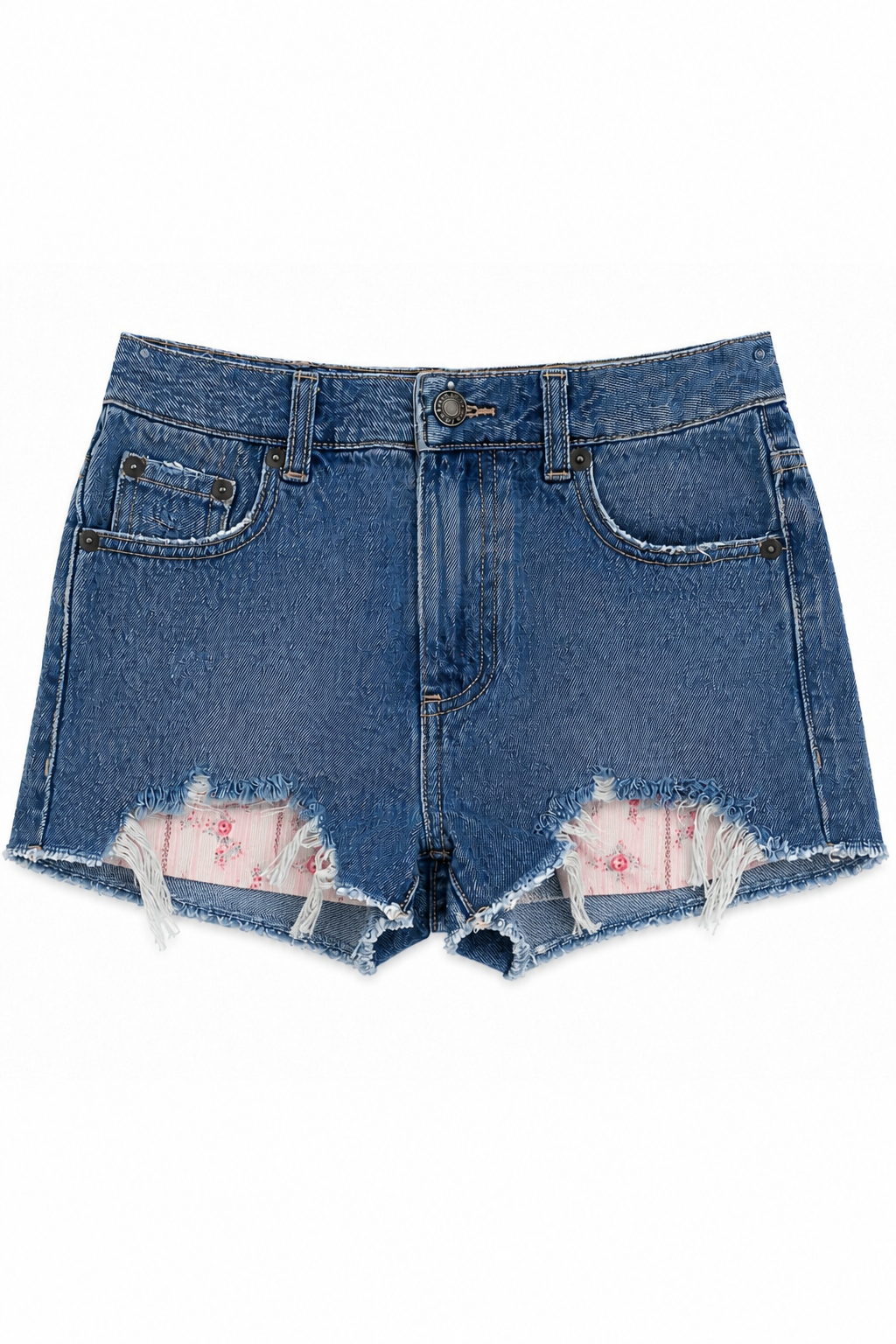 KatieJ NYC Tween Malibu Shorts With Printed Pockets- Rose Floral Stripe
