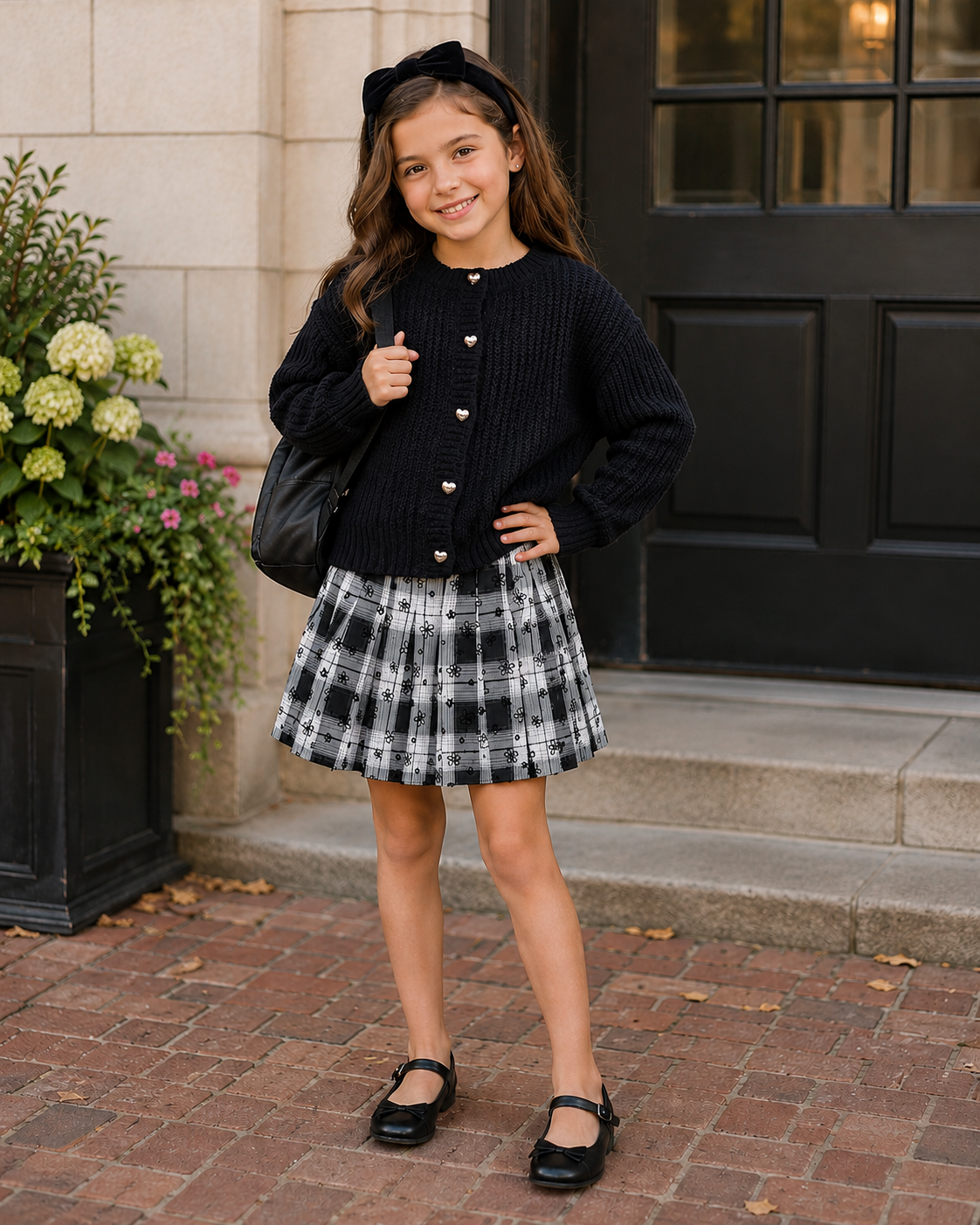 Design History Girls Plaid & Floral Pleated Skort – * Built In Shorts *