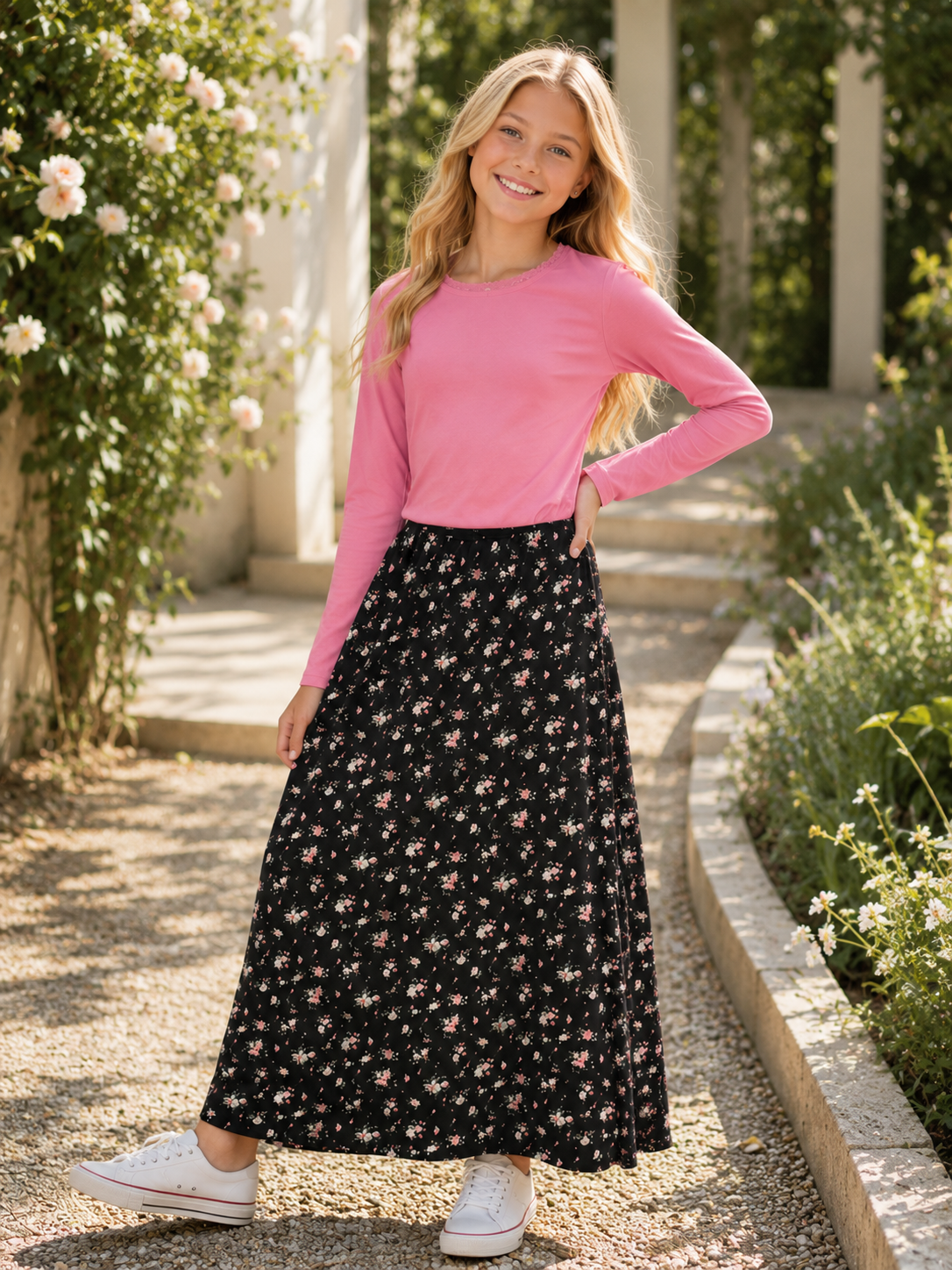 Flowers by Zoe FBZ Black Floral Maxi Skirt - Everything But The