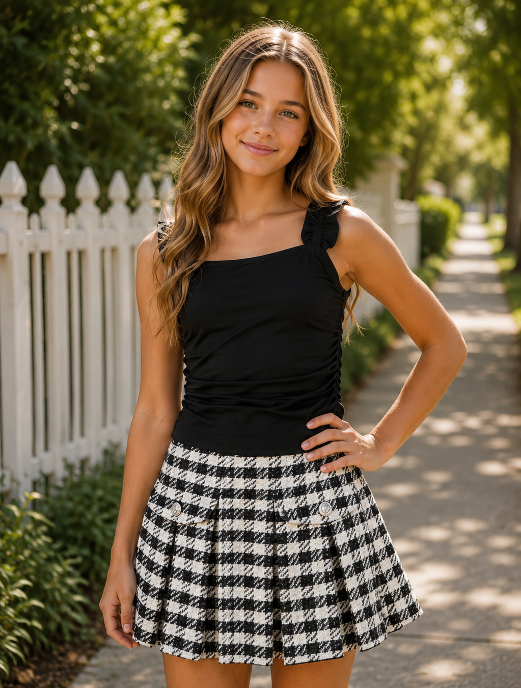 Flowers by Zoe FBZ Black Ruched Twist Strap Top