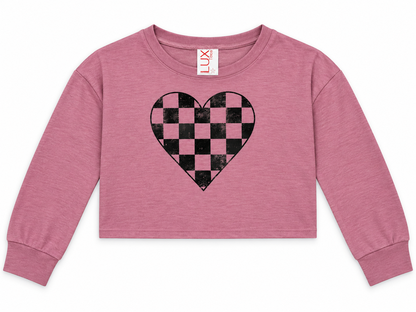 LUX Pink Checkers Heart Sweatshirt