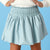 Cheryl Creations Baby Blue Smocked Pleather Skirt (Built in Shorts)