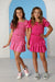 Cheryl Creations Hot Pink Sateen 2pc Skirt Set