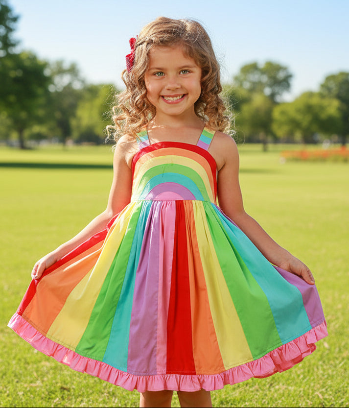 girls rainbow dress 