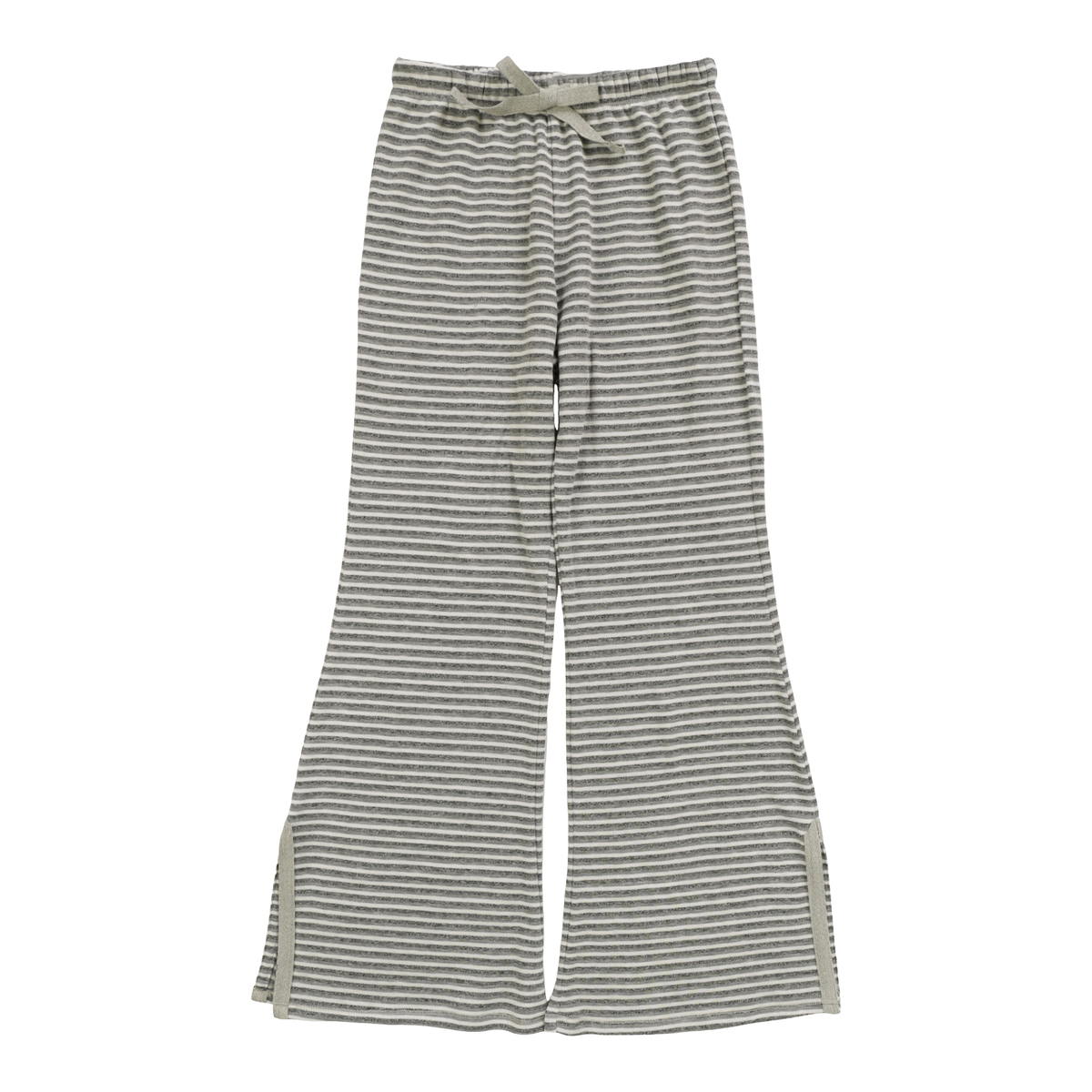 Soft pull-on flare pants for tween girls with side slit detail