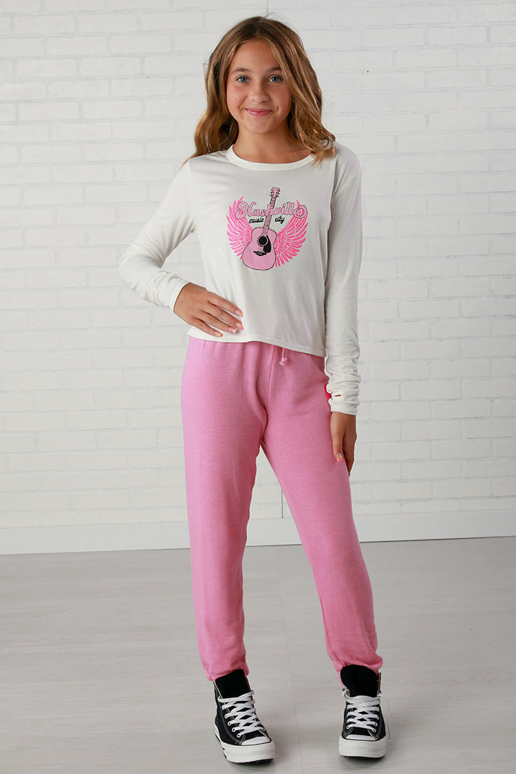 T2Love Pink/Hot Pink Heart Graphic Sweatpant