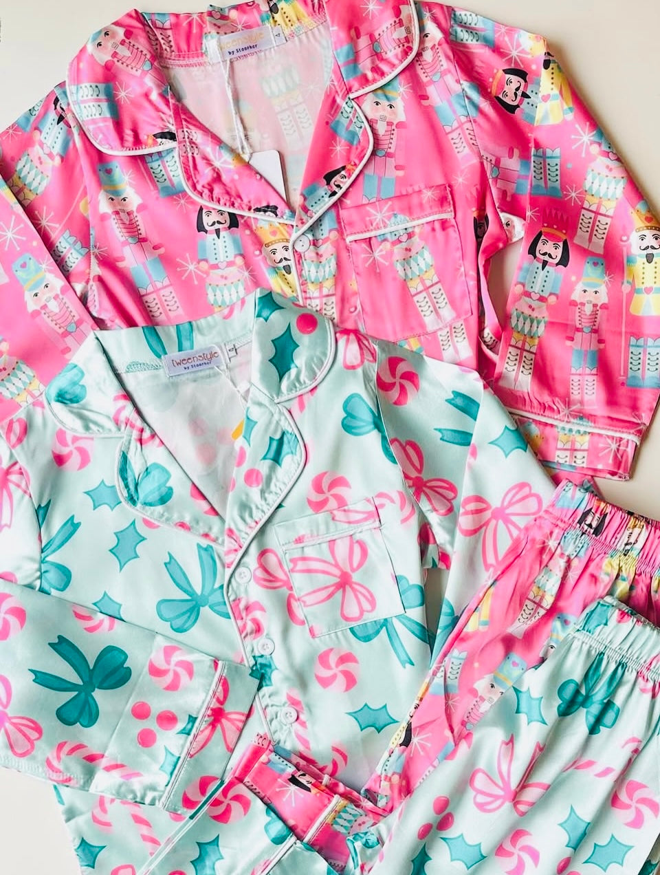 Tweenstyle Pink Nutcracker Print 2pc Satin Lounge Set