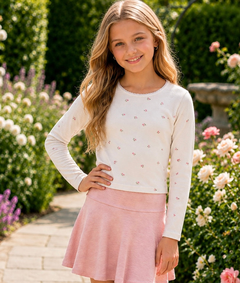 Flowers by Zoe FBZ Dusty Rose Ribbed Skirt