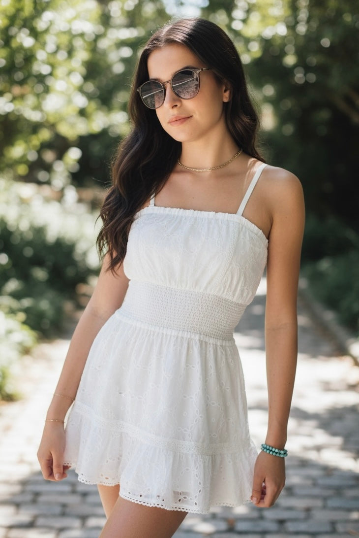 KatieJ NYC Lucia Dress- White Eyelet