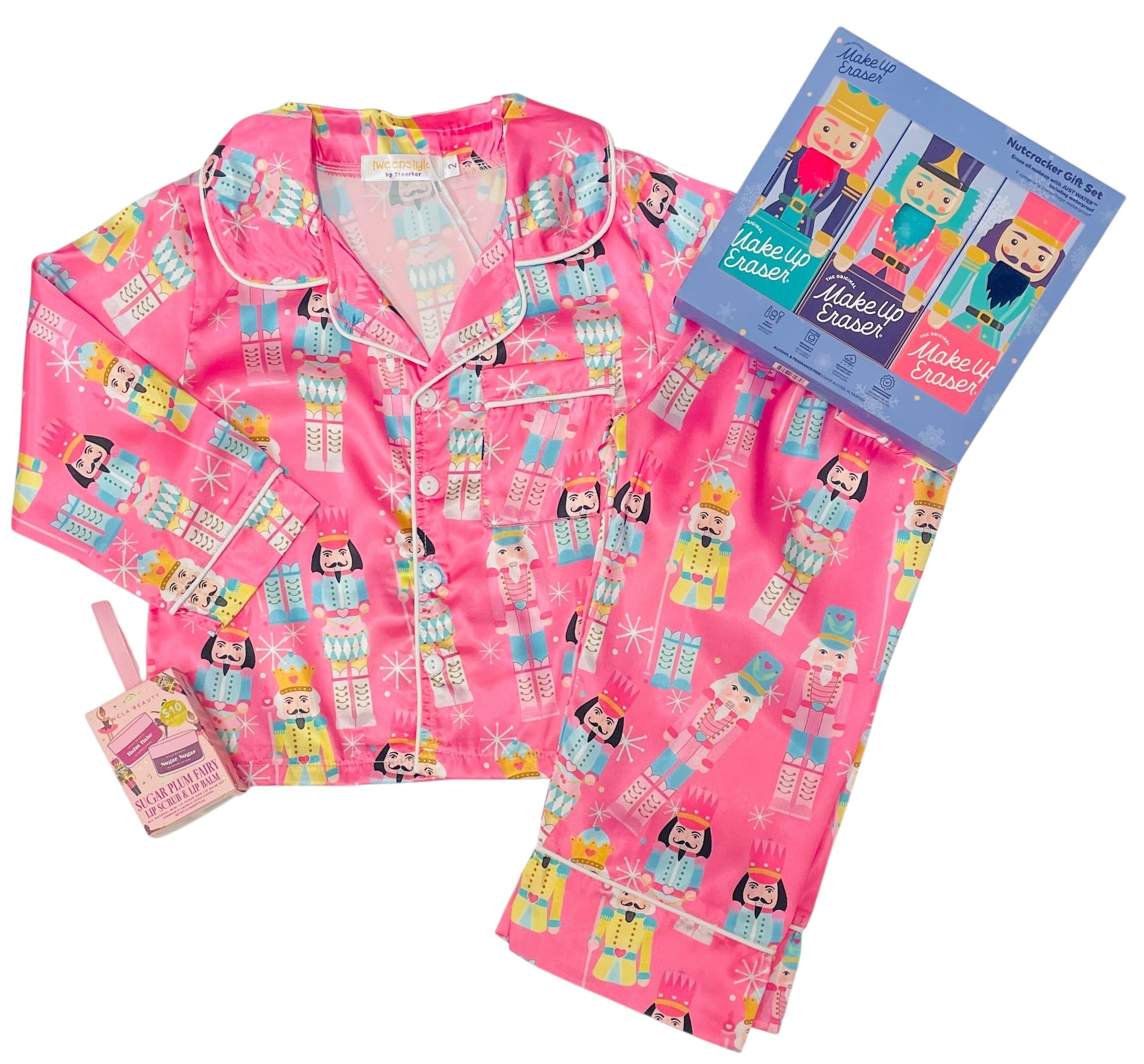 Tweenstyle Pink Nutcracker Print 2pc Satin Lounge Set