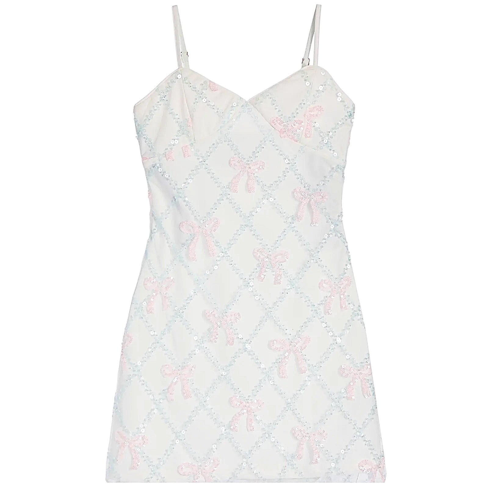 KatieJ NYC Etta Sequin Lattice Bow Dress