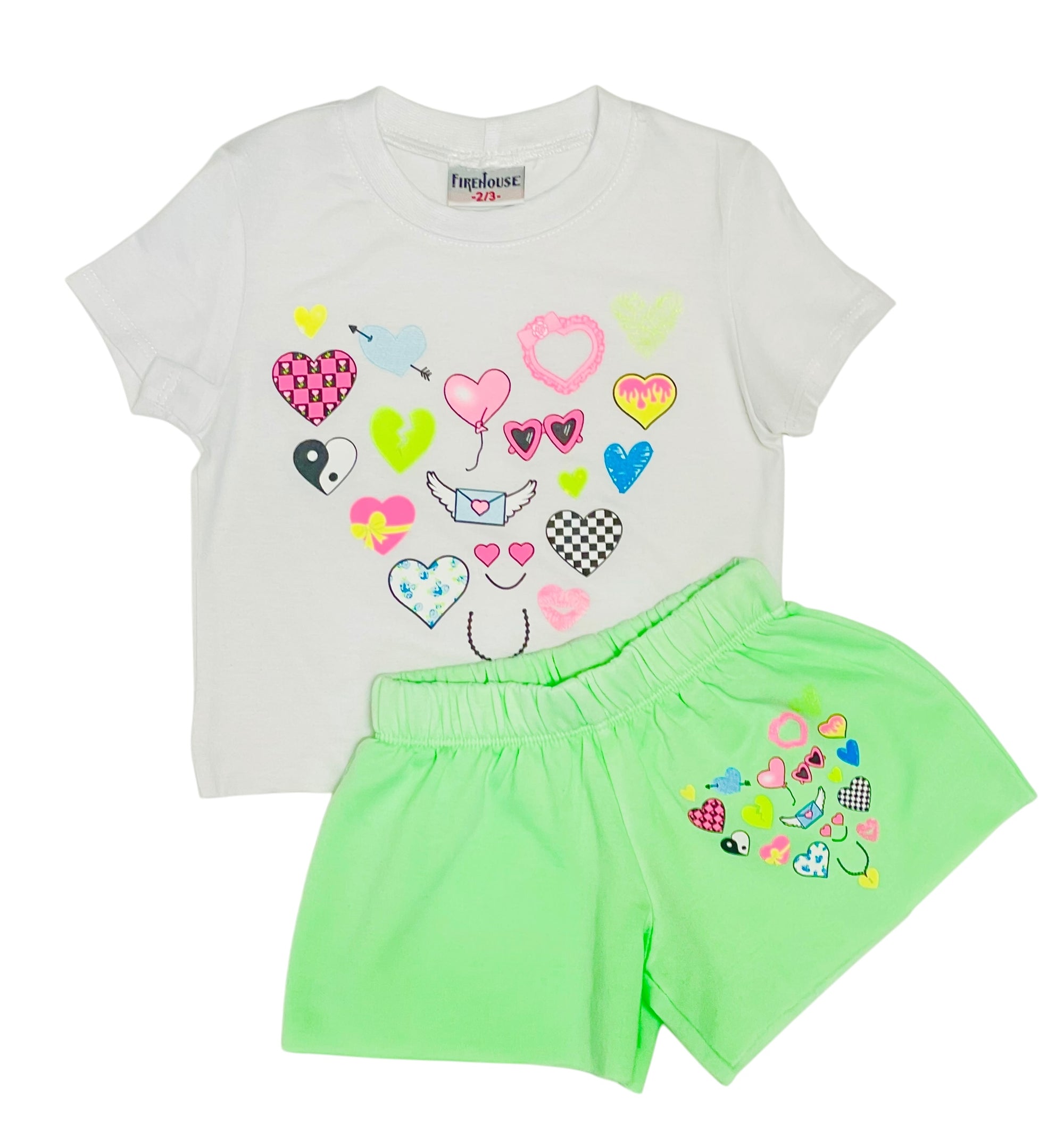 Firehouse Kiwi Icon Heart Print Shorts-Size 2/3