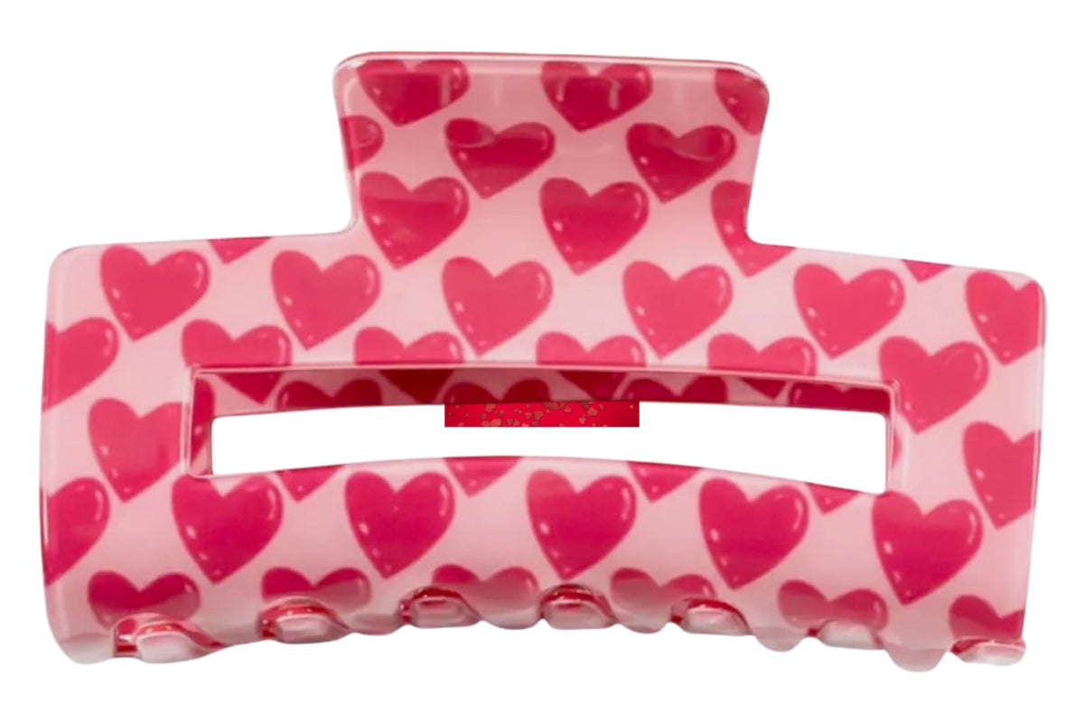 Heart Print Large Hair Clip