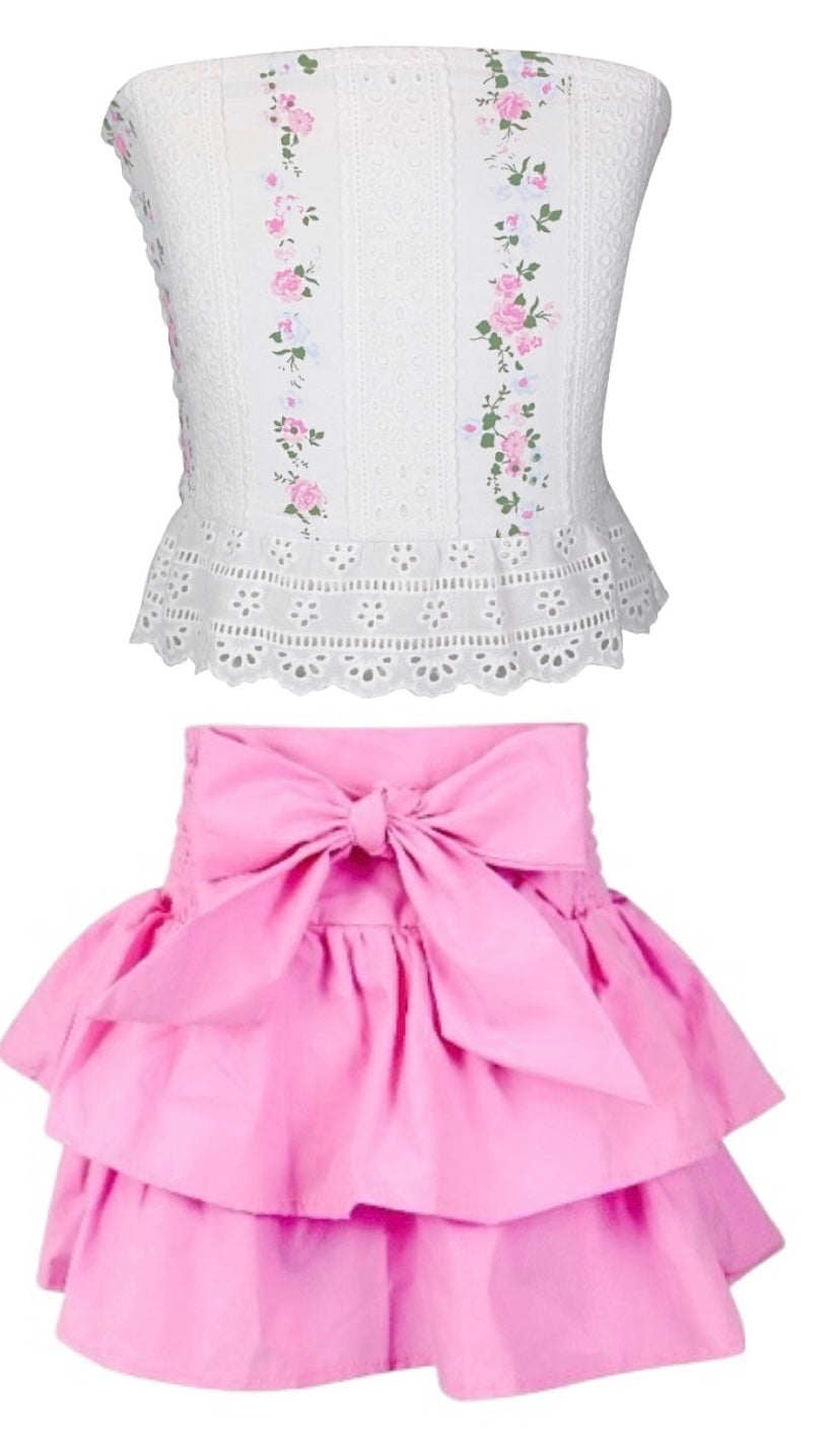 Flowers By Zoe Tween Eyelet Floral Sleeveless Ruffle Top