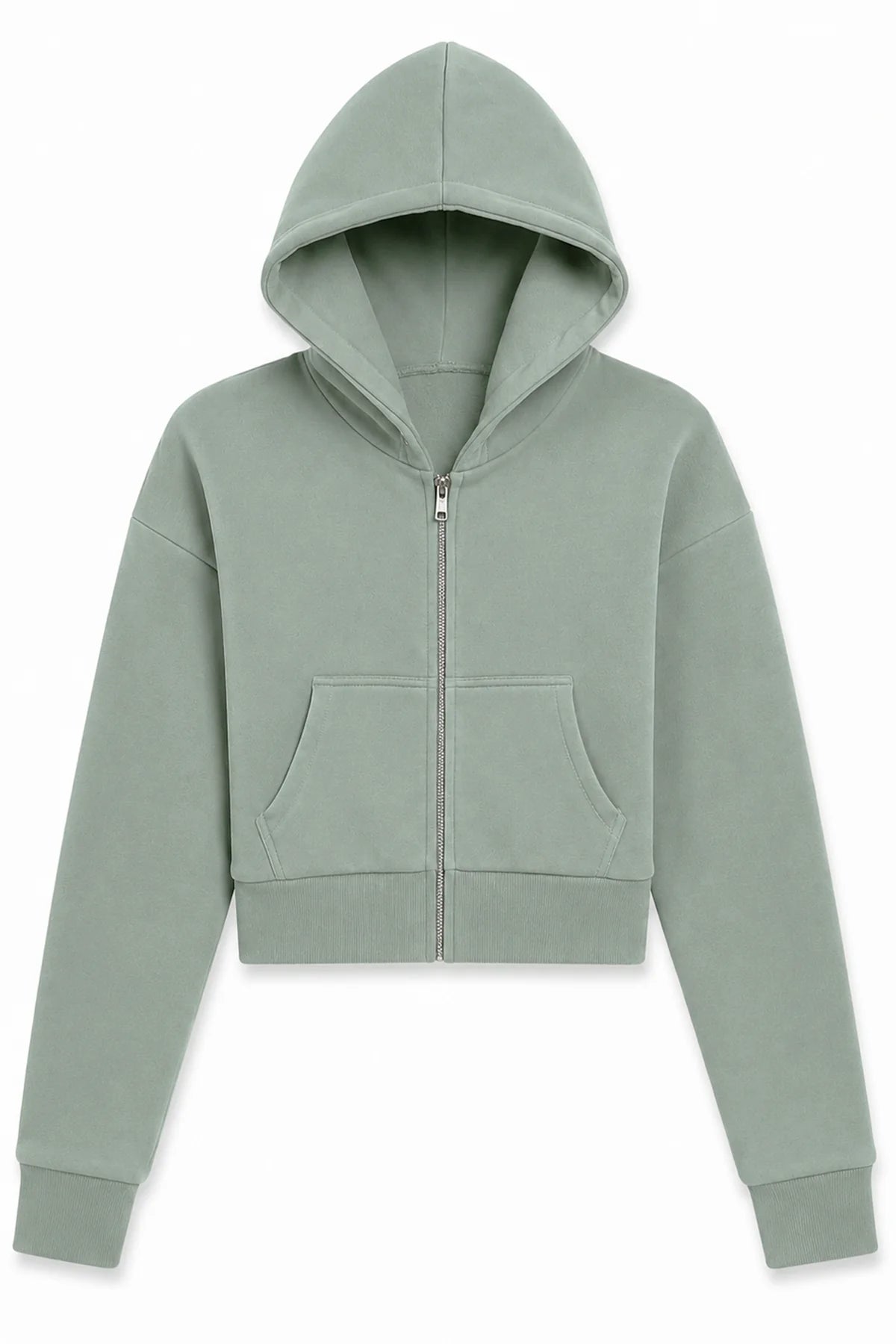 KatieJ NYC Dylan Cropped Zip Hoodie – Sage
