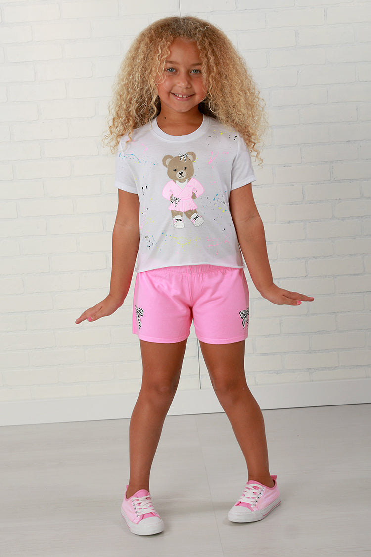 Firehouse NY Girls White Fashion Teddy Bear Diva Tee