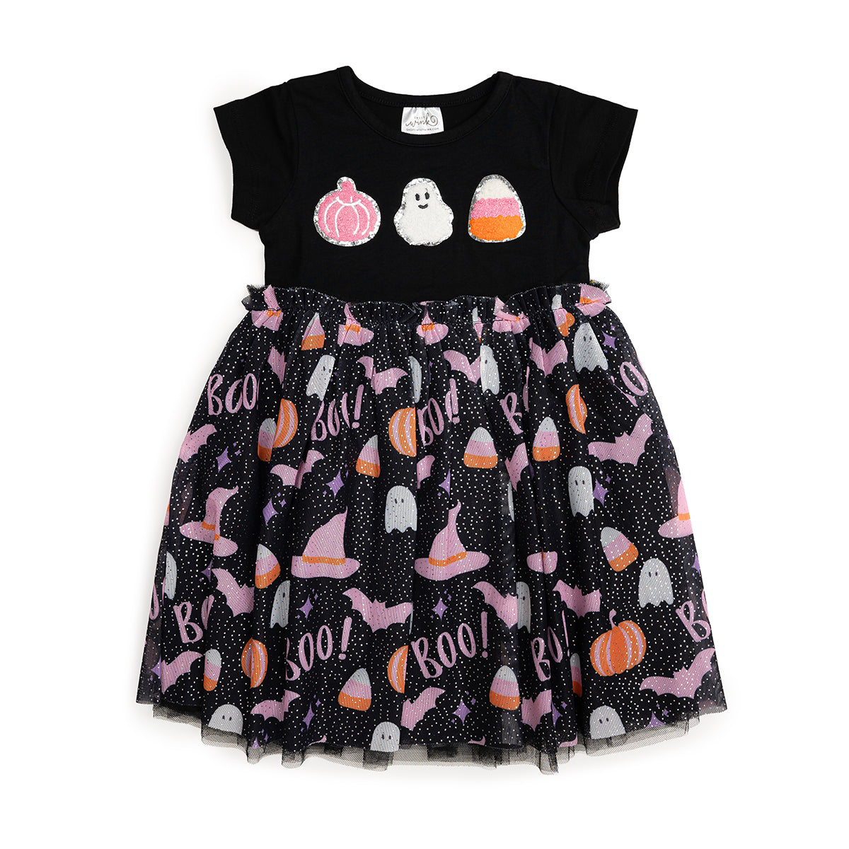 Vestido tutú de manga corta para Halloween con diseño de Sweet Wink Boo