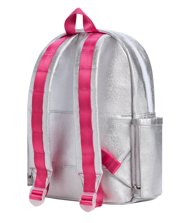Back view of the STATE Bags Happy Chenille Hearts preschool backpack with adjustable padded shoulder straps for toddlers ages 2-4.