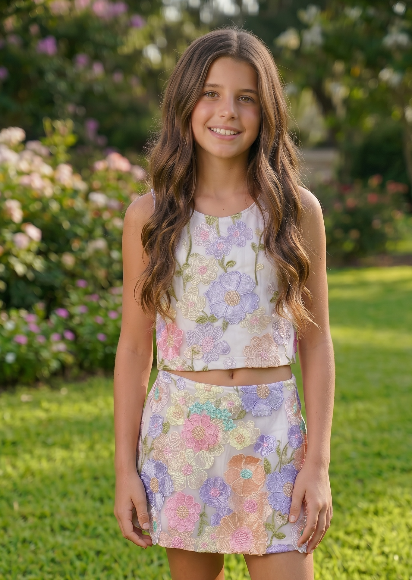 Flowers By Zoe 2pc Lavender Taylor 3D Floral Skirt Set