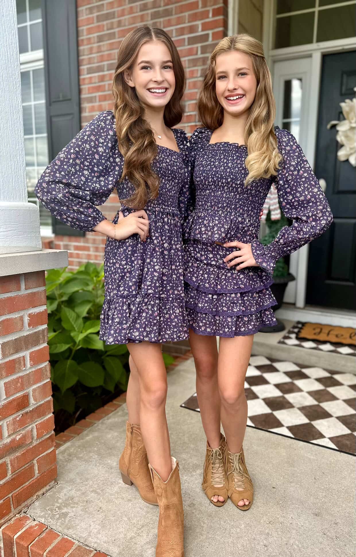 KatieJ NYC Tween Melody Ruffled Lace Trim Skirt- Midnight Ditsy