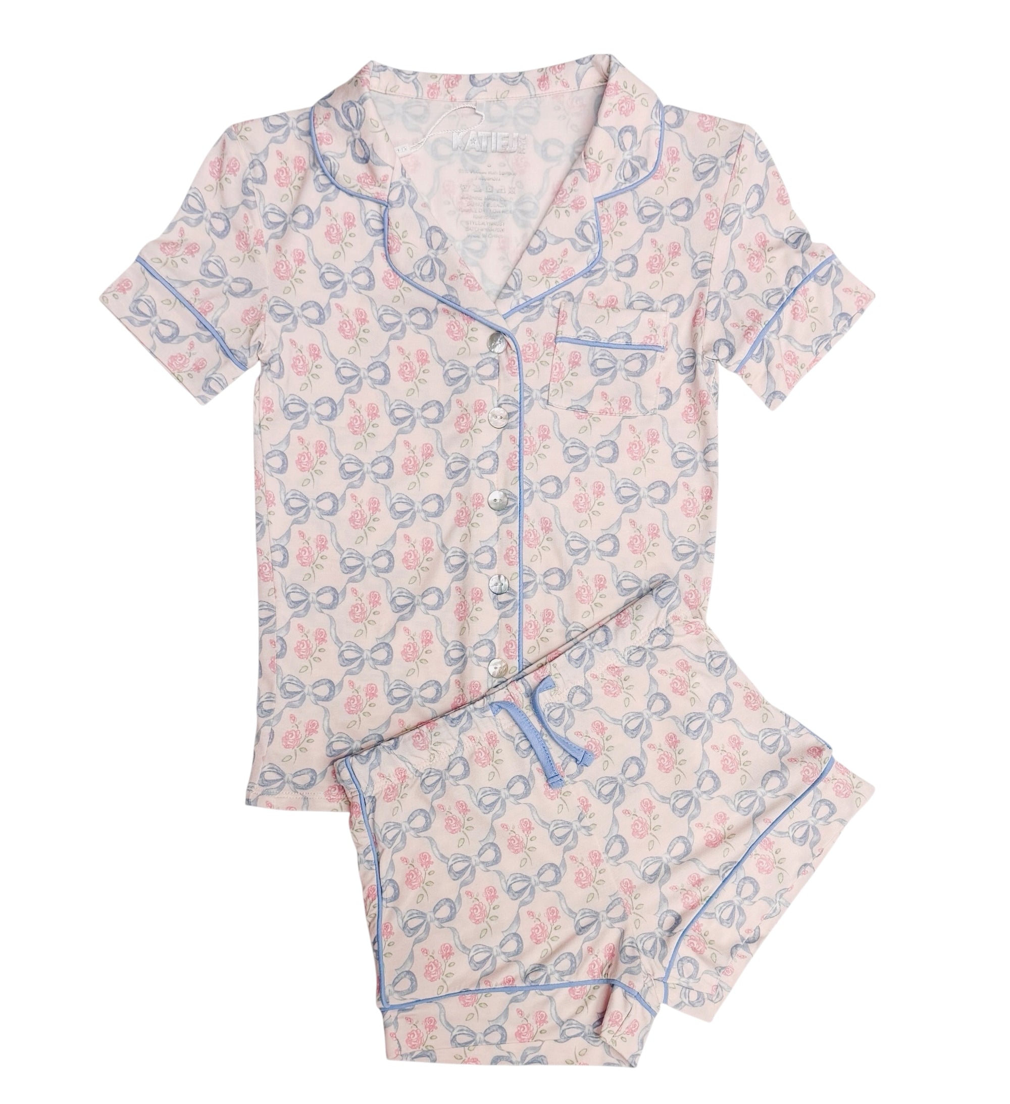 KatieJ NYC Lynn Short Set - Blue Bow Floral