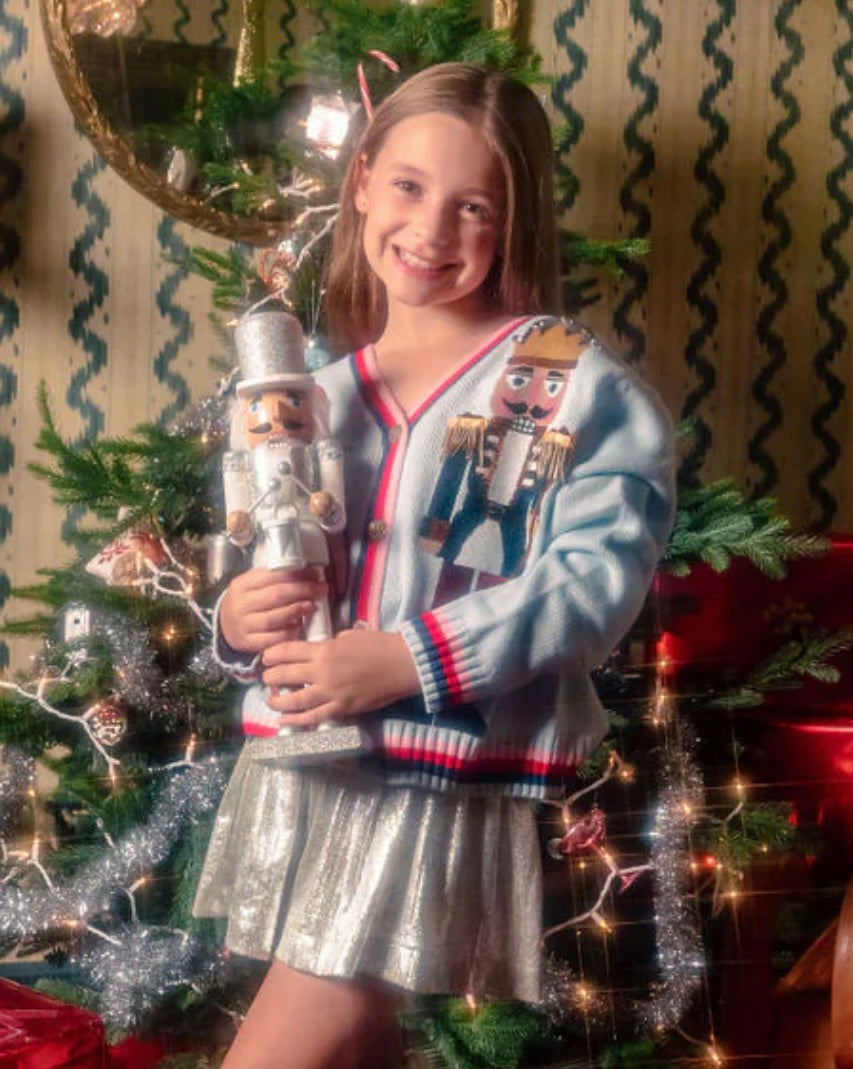 Queen Of Sparkles Kids Light Blue Nutcracker And Clara Cardigan