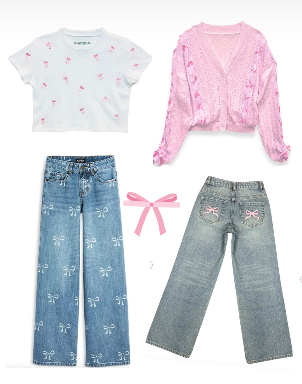 KatieJ NYC Tween Chicago Low Rise Jeans- Bow Print