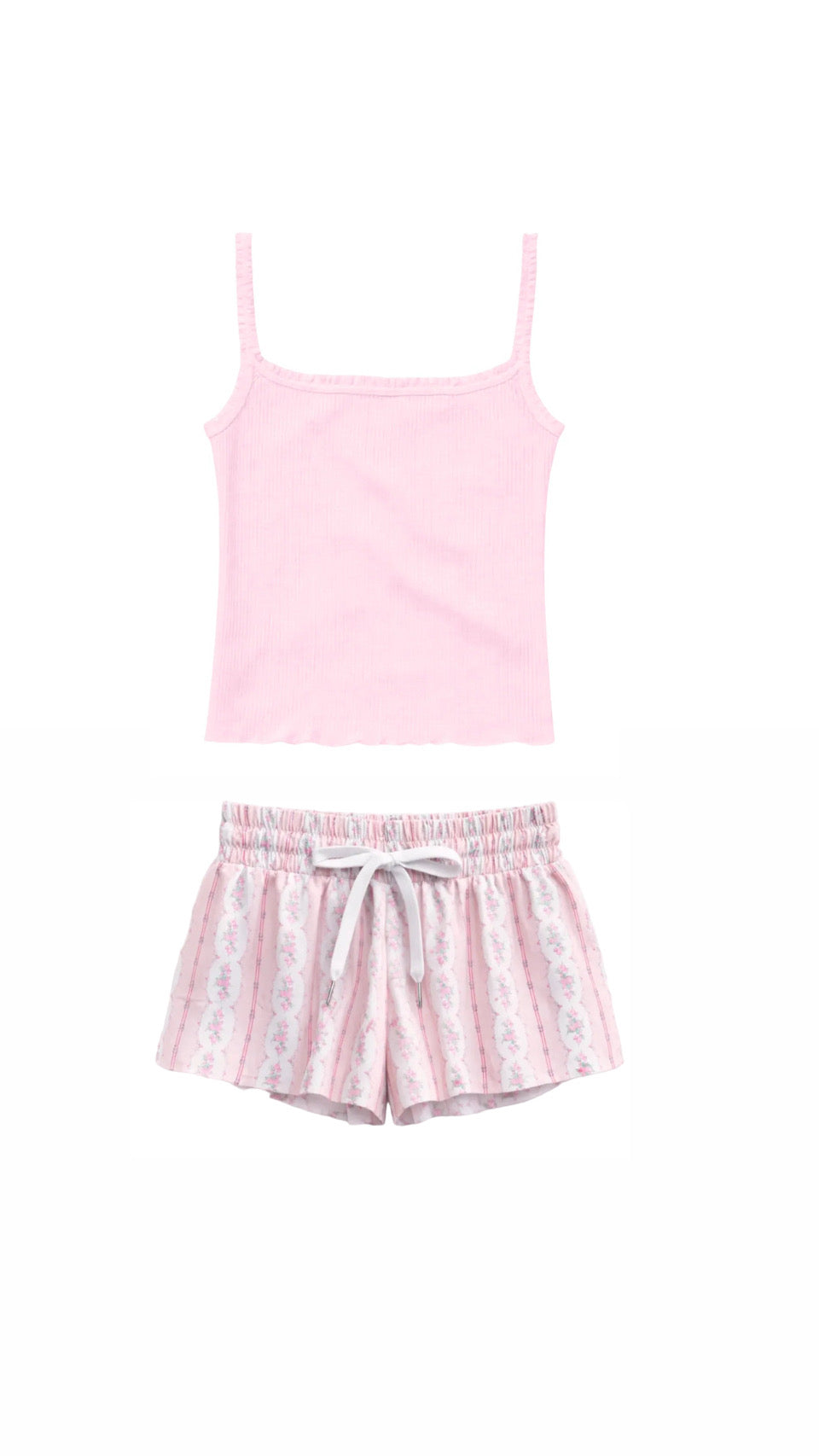 KatieJ NYC Farrah Short - Baby Pink Cottage Stripe