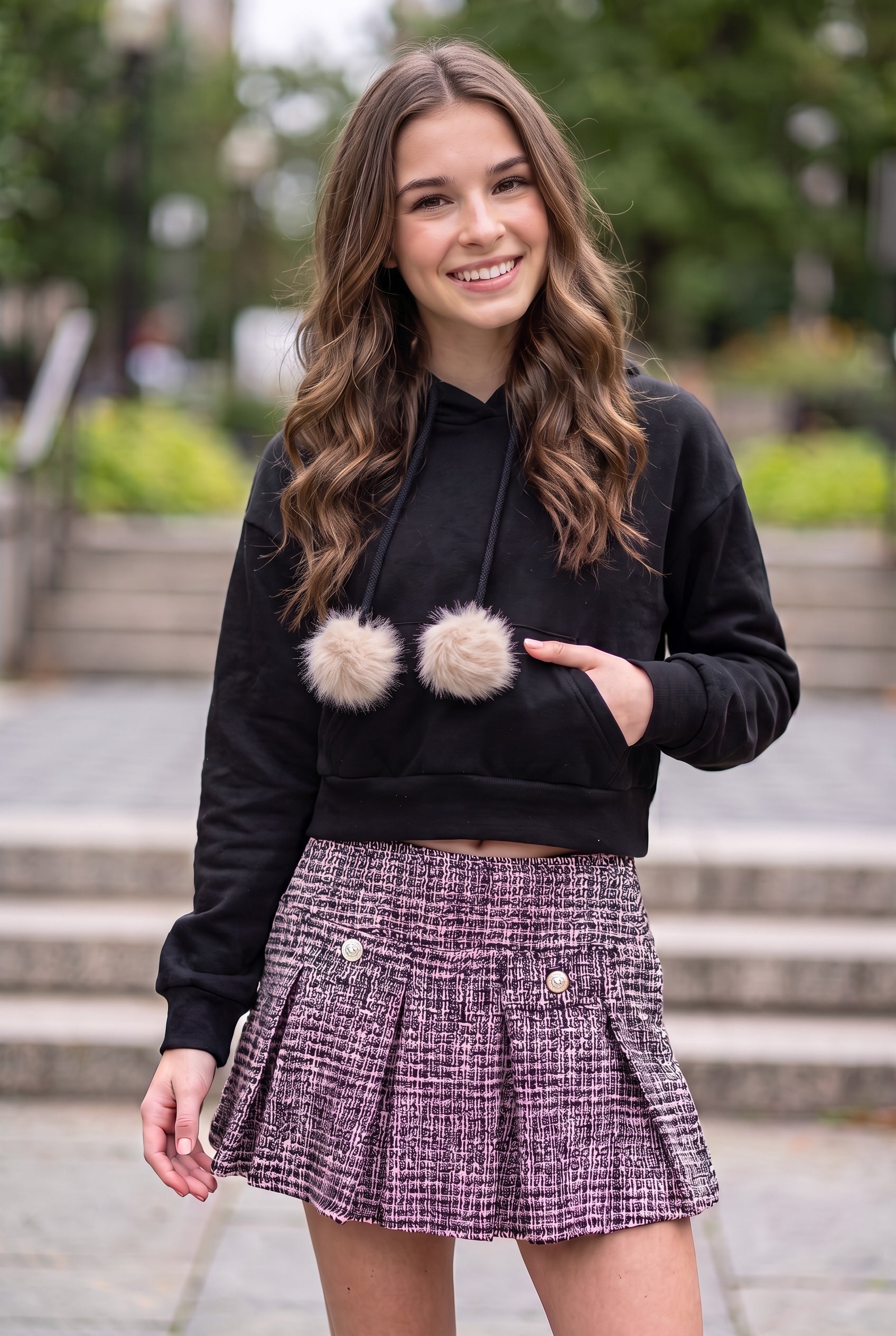 Camiseta de tweed negra de Flowers By Zoe