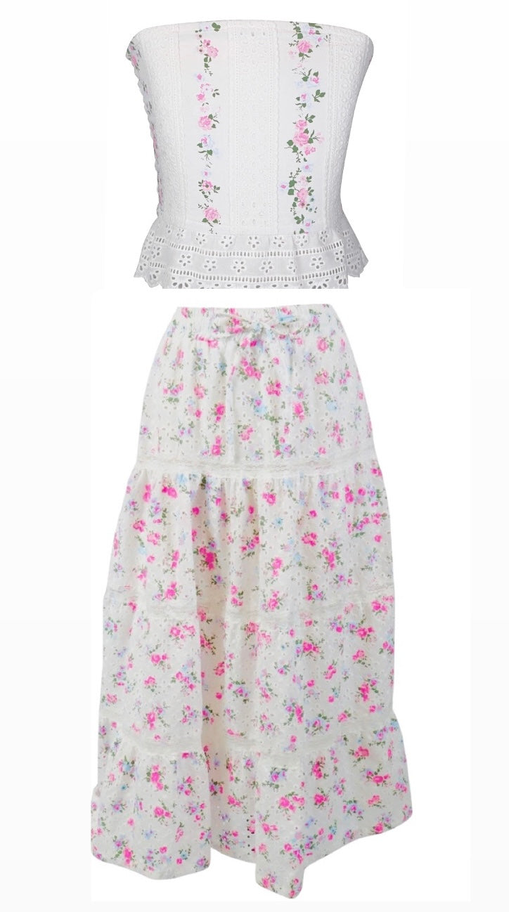 Flowers By Zoe Tween Eyelet Floral Sleeveless Ruffle Top