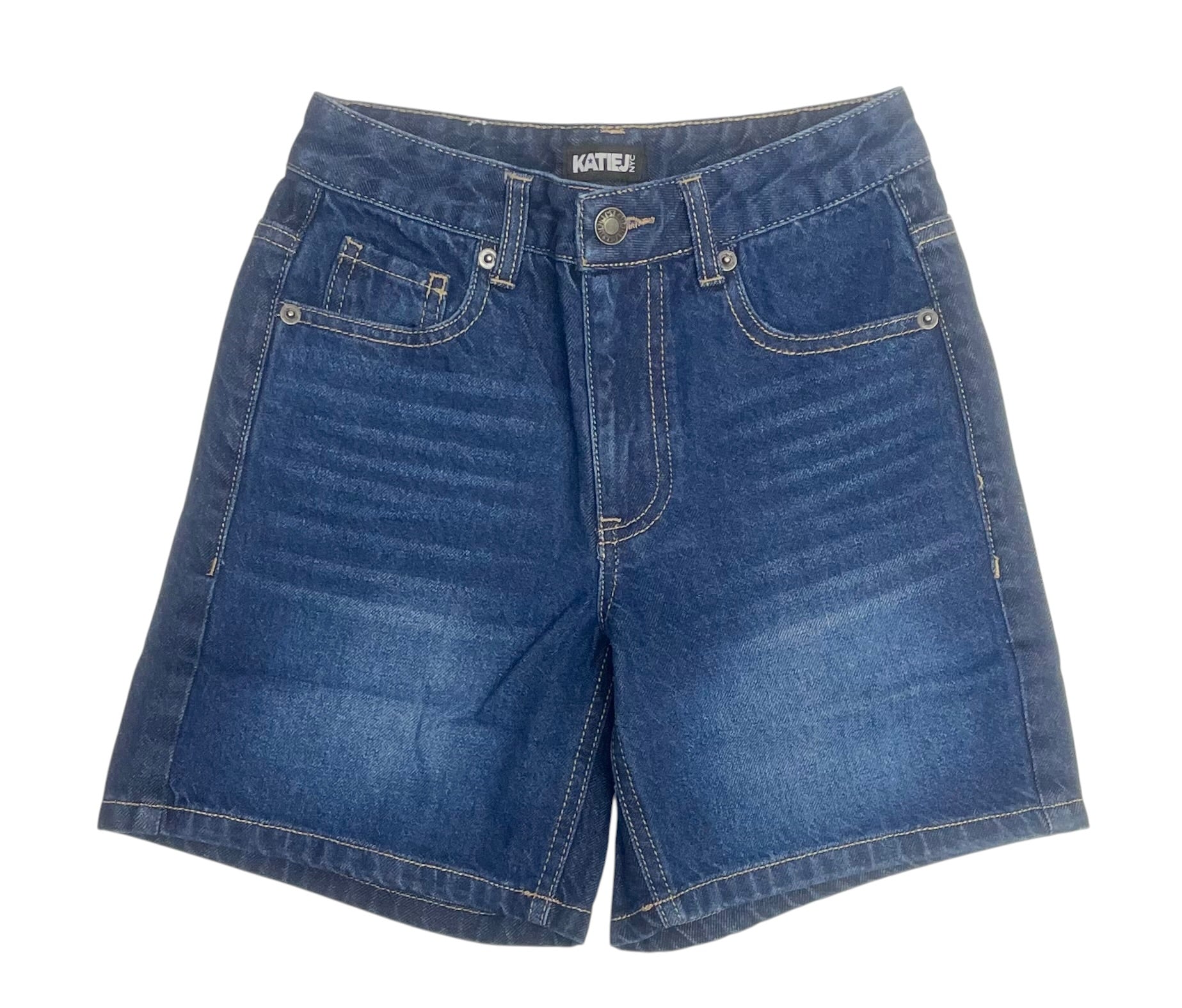 KatieJ NYC Soho Relaxed Fit Denim Shorts- Dark Wash