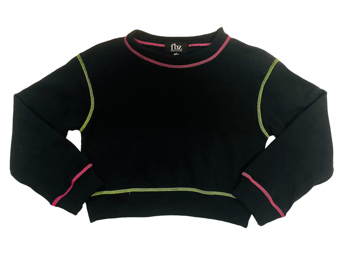 Flowers By Zoe Black/Neon Contrast Pullover Sweatshirt