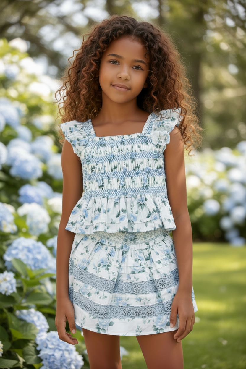 Alto Modas Blue Roses Kate Blouse & Parker Skirt