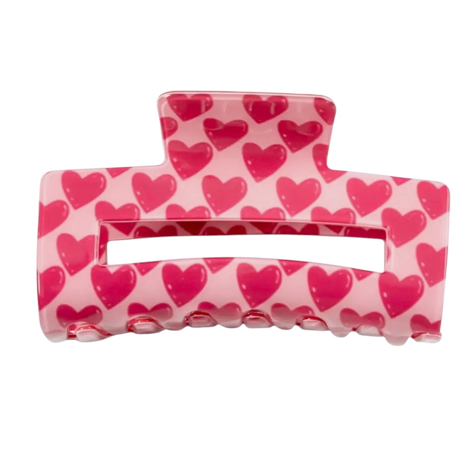 Heart Print Large Hair Clip