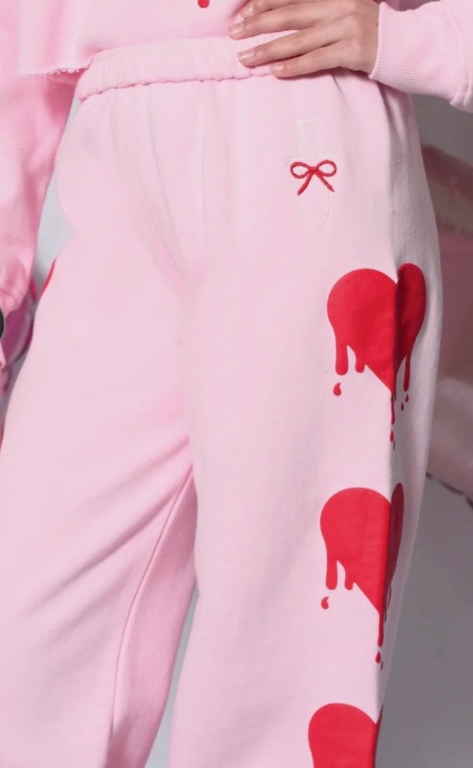 KatieJ NYC Tween Pink/Red Heart Shane Pant