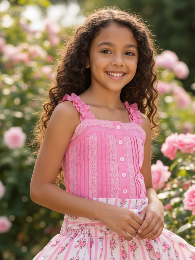 Flowers By Zoe Rose Pink Lace Trimmed Tank