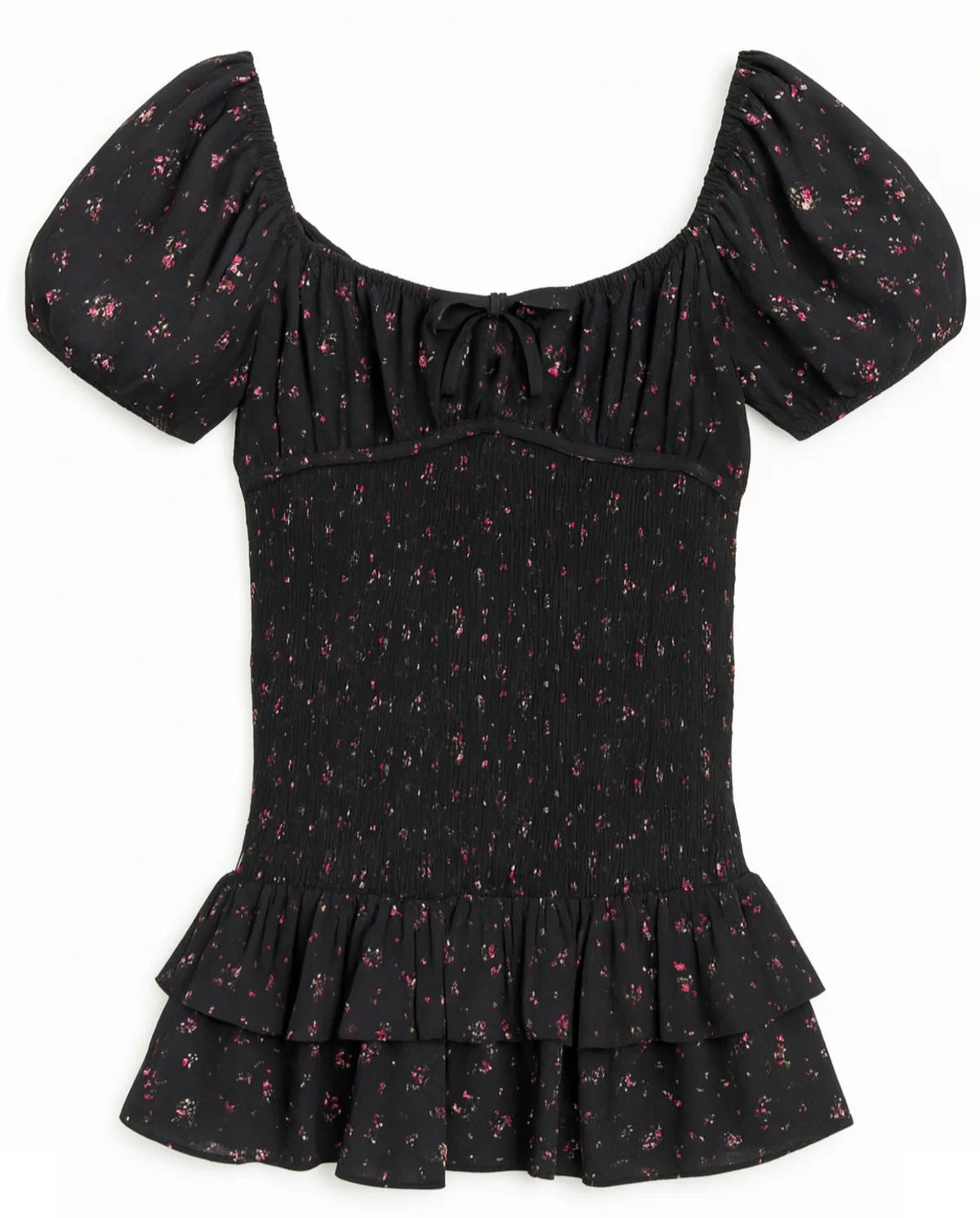 KatieJ NYC Tween Ellie Puff Sleeve Dress - Blooming Rose Ditsy