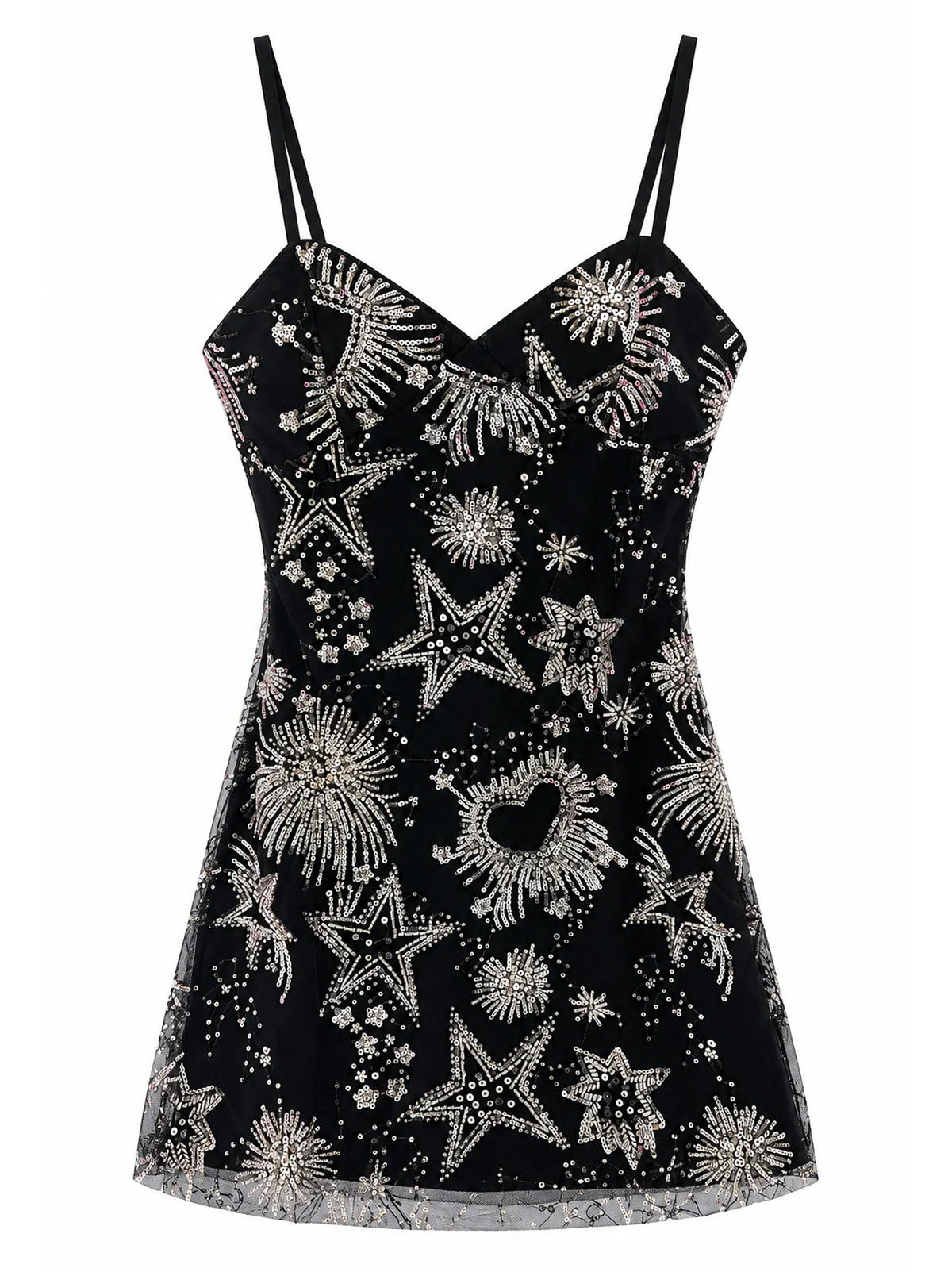 KatieJ NYC Etta Dress- Black Celestial Beaded